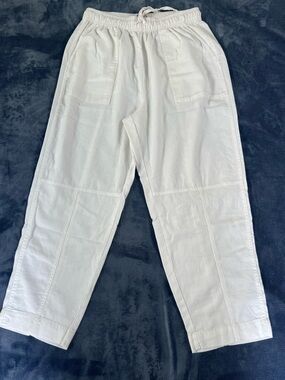 Ci Sono White Elastic Waist Casual Jogger Pants